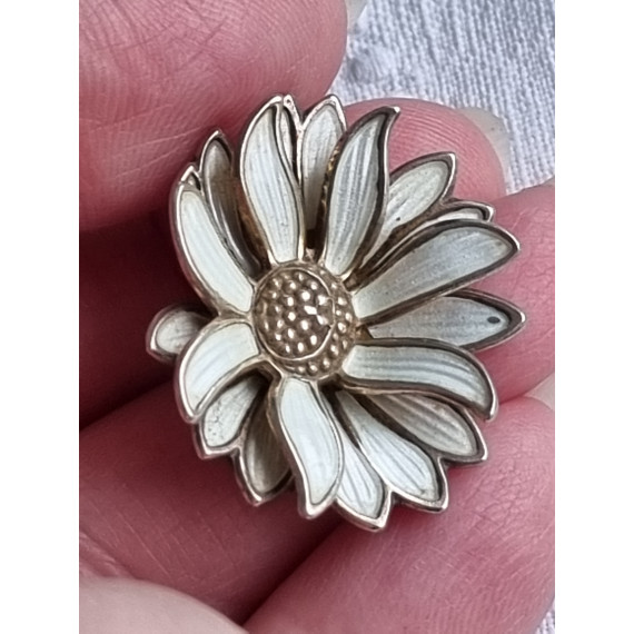 Sølv emalje blomst, Edelweiss fra David Andersen