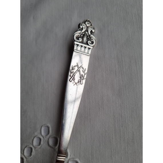 Vidar sølvplett spisegaffel med skytter emblem, ca 18,3 cm