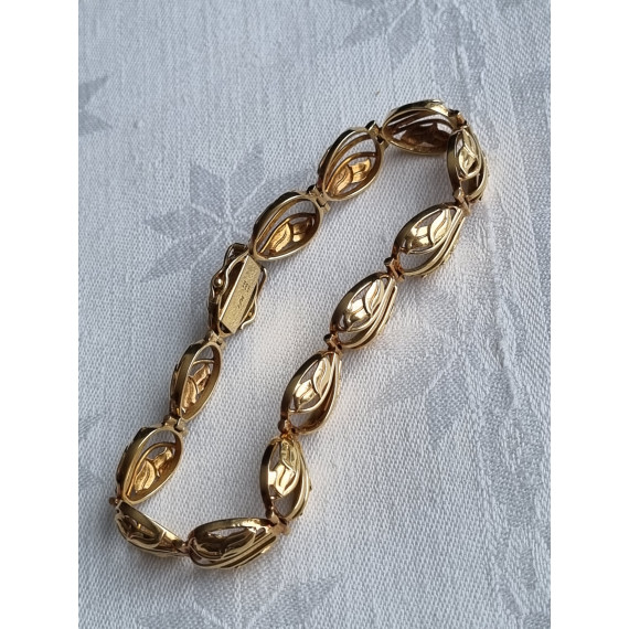 585 gult gull armbånd, armlenke, ca 19 cm lukket, 13,95 gram