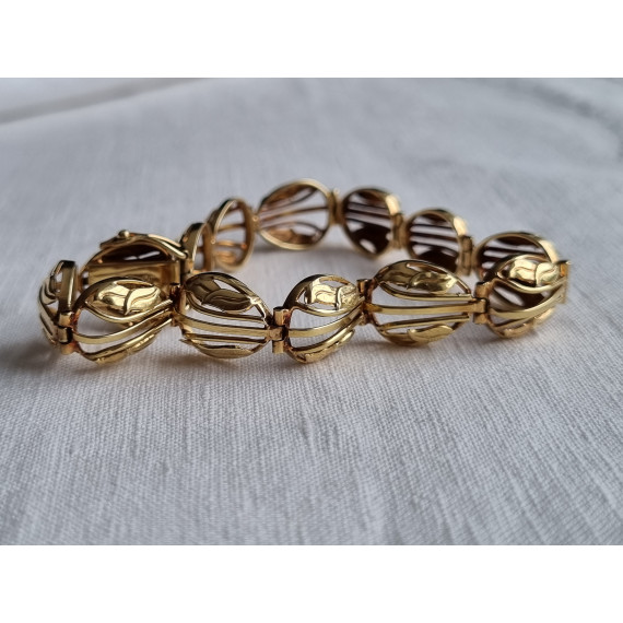 585 gult gull armbånd, armlenke, ca 19 cm lukket, 13,95 gram