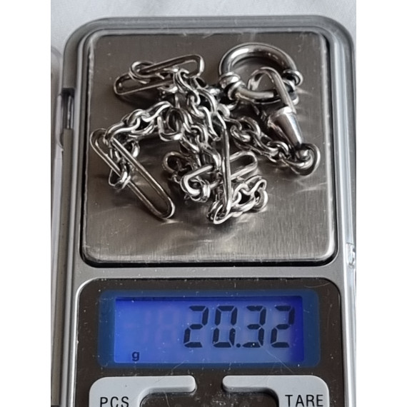 Klokkelenke i 925 sølv, ca 32,5 cm langt