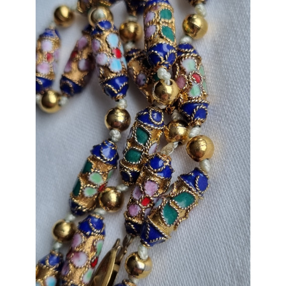 Vintage cloisonne emalje perlekjede fra Kina