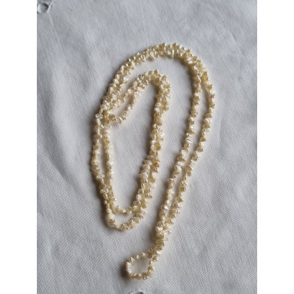 Perlekjede m Biwa barock perler, ca 90 cm m perler hele veien, uten lås