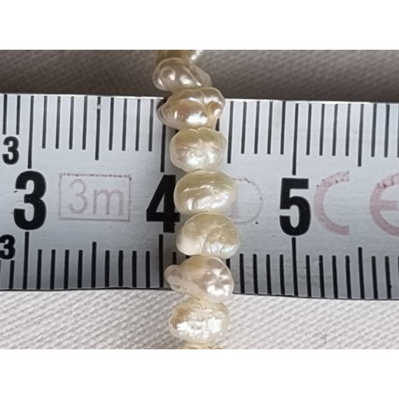 Perlekjede m Biwa barock perler, ca 90 cm m perler hele veien, uten lås