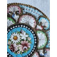 Nydelig eldre mikro mosaikk brosje i art deco design med blomster, diameter ca 4,5 cm