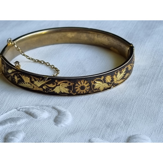 Forgylt Damascene Toledo armbånd, med sikkerhetslenke