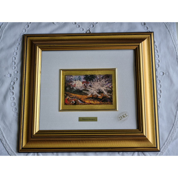 Nikolai Astrup Blomstrende epletre, repro med bruk av 23K blad gull, ca 30 x 27 cm