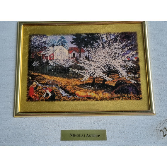 Nikolai Astrup Blomstrende epletre, repro med bruk av 23K blad gull, ca 30 x 27 cm