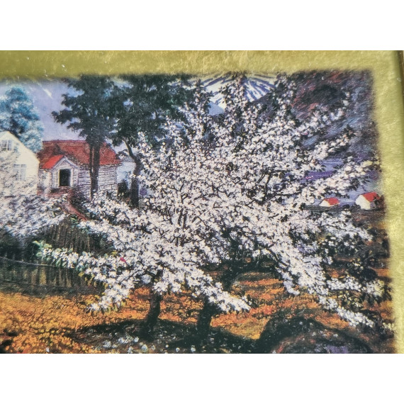 Nikolai Astrup Blomstrende epletre, repro med bruk av 23K blad gull, ca 30 x 27 cm