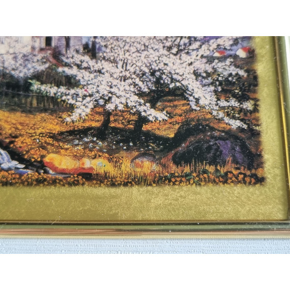 Nikolai Astrup Blomstrende epletre, repro med bruk av 23K blad gull, ca 30 x 27 cm