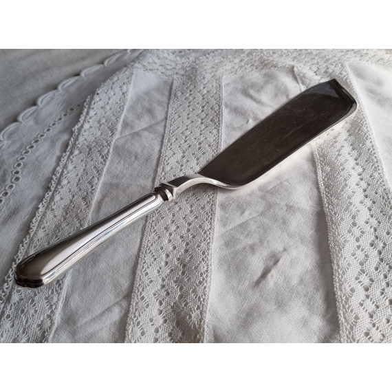 Massiv kakebestikk kniv, Riflet sølvspade, hele i sølv, 32,5
