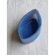 Stor saltskål, saltkar i sølv med spesielt blått glass