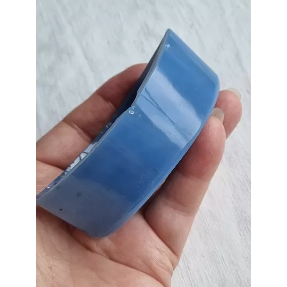 Stor saltskål, saltkar i sølv med spesielt blått glass