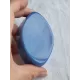 Stor saltskål, saltkar i sølv med spesielt blått glass