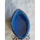 Stor saltskål, saltkar i sølv med spesielt blått glass