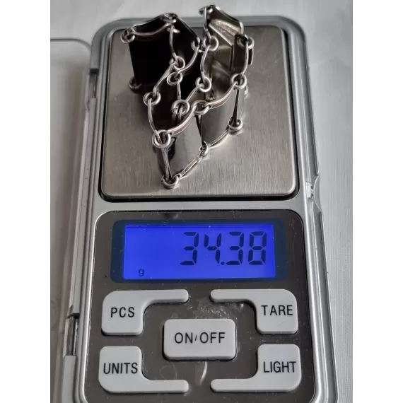 Nydelig sølv emalje armbånd, i sort og rødt, fra Einar Modahl, ca 18,5 cm, lukket