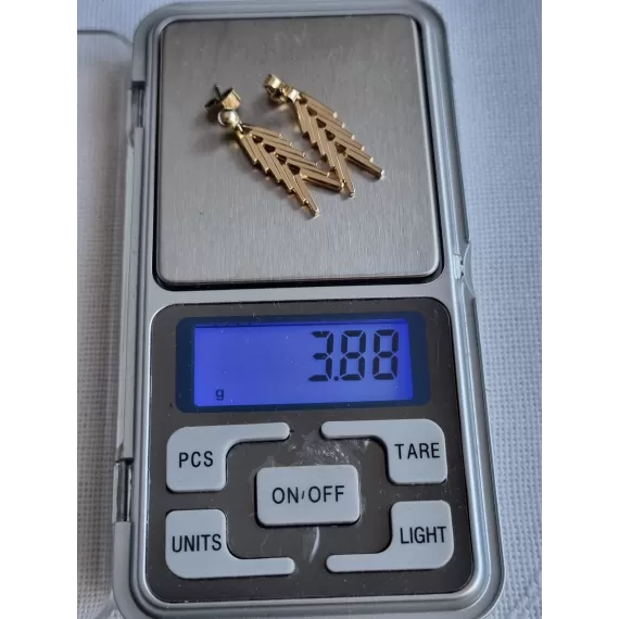 Nydelig par Aks 585 gull øredobber, L ca 3,5 cm, 3,88 gram