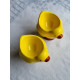 Eggeglass i keramikk, 2 gule kyllinger