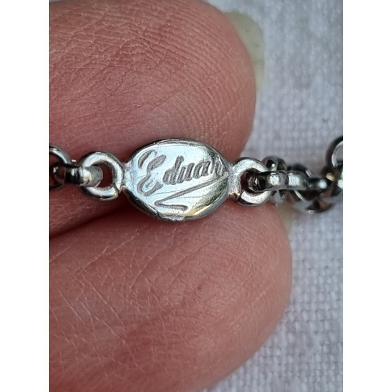 Armbånd sølv farget, med hjertedekor, hjertesmykke, ca 18 cm