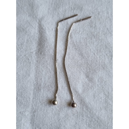 Ørepynt, kjedeøreringer i 925 sølv, med kuler, ca 7 cm lange