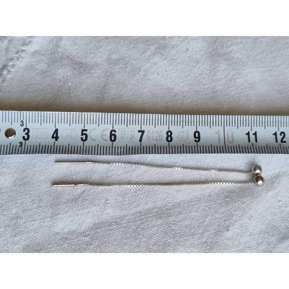 Ørepynt, kjedeøreringer i 925 sølv, med kuler, ca 7 cm lange