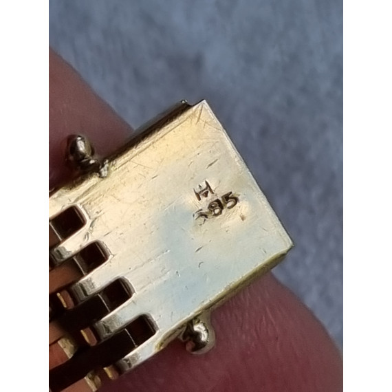 Mursteins armbånd i 585, 14 karat gult gull, nytt og ubrukt, 9 rekker, 18,8 gram