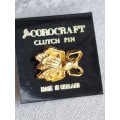 Ubrukt vintage Corocraft clutch pin, liten smykke brosje, pin, forgylt herlig bille