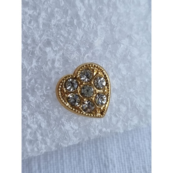 Ubrukt vintage selskaps pin, liten smykke brosje, pin, forgylt hjerte med steiner
