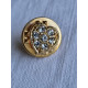Ubrukt vintage selskaps pin, liten smykke brosje, pin, forgylt hjerte med steiner