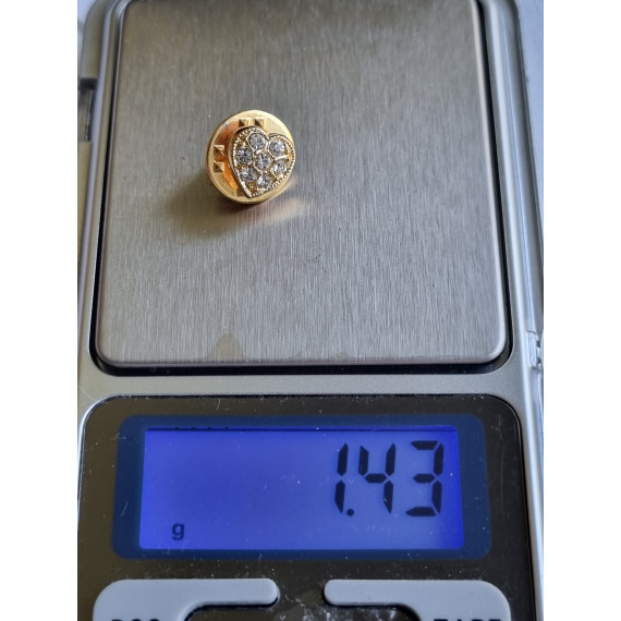 Ubrukt vintage selskaps pin, liten smykke brosje, pin, forgylt hjerte med steiner