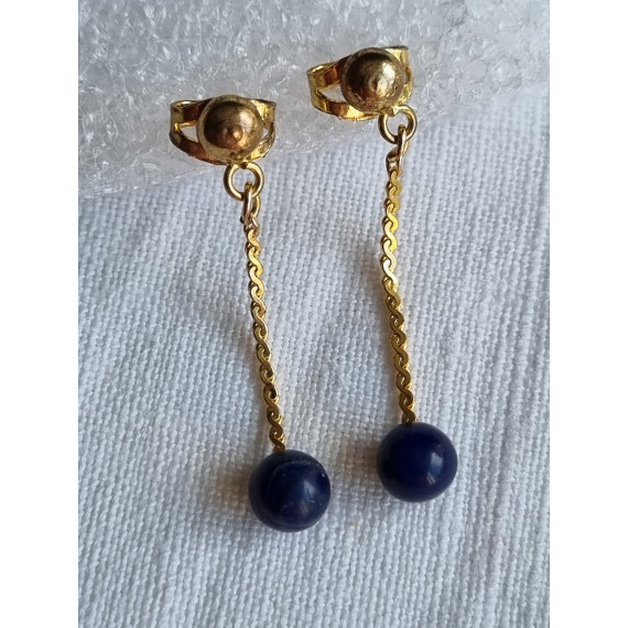 Nydelig par øredobber, med ekte lapis lazuli stein kuler