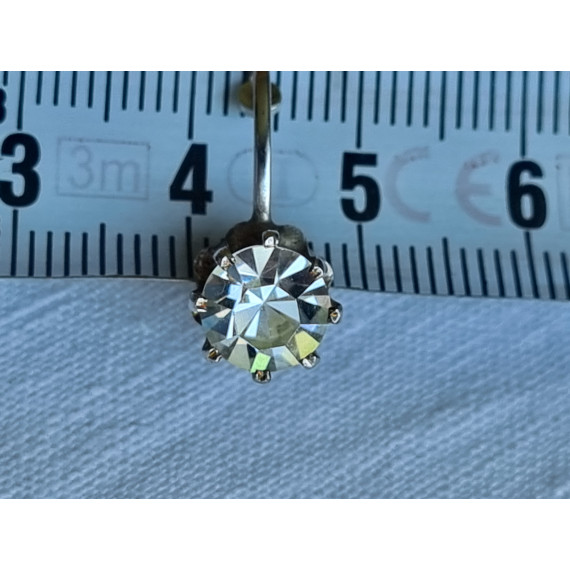 Sølvbelagte øreklips med stor imitert diamant