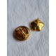 Vintage metal city selskaps pin, sort emalje blomst