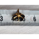 Vintage metal city selskaps pin, sort emalje blomst