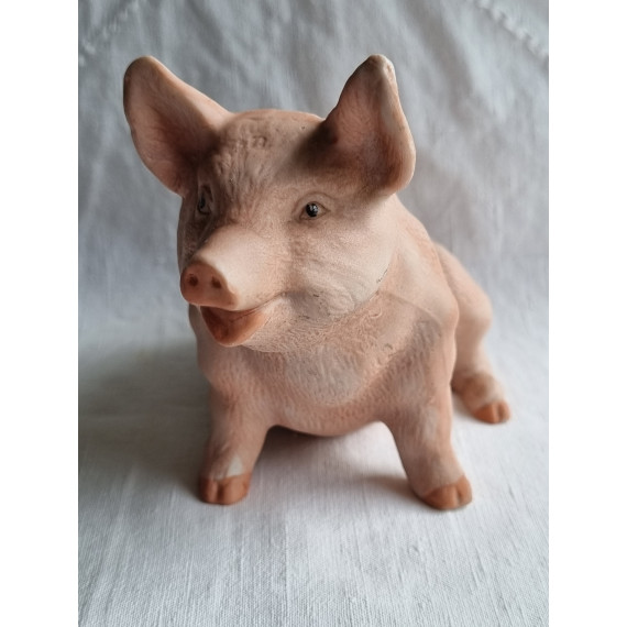Herlig, mellomstor porselens figur, en sittende gris