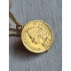 Helt særegent smykke, forgylt One cent fra 1904, gjort om til en medaljong