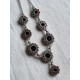 Nydelig hals collier smykke i 925 S, med granater, ca 46,5 cm, eller 44,5 cm langt