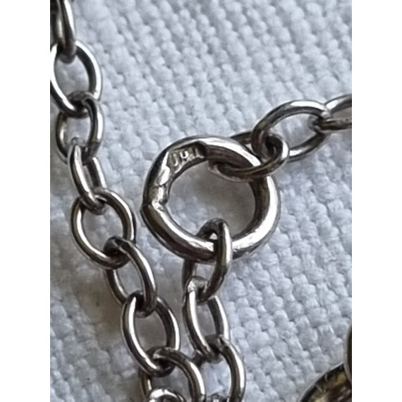 Nydelig hals collier smykke i 925 S, med granater, ca 46,5 cm, eller 44,5 cm langt