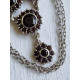 Nydelig hals collier smykke i 925 S, med granater, ca 46,5 cm, eller 44,5 cm langt