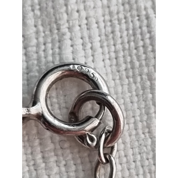 Nydelig hals collier smykke i 925 S, med granater, ca 46,5 cm, eller 44,5 cm langt