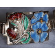 Sølv emalje armbånd i Art Nouveau, stort og vakkert i 925S