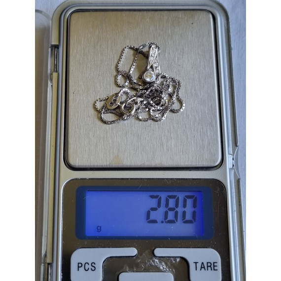 Anheng, klassisk diamant imitasjon, krystall i 925 S med kjede ca 41 cm langt