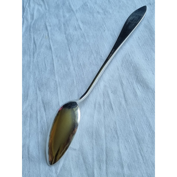 Antikk og lang suppeskje i egen antikk design, 21,8 cm, virkelig flott