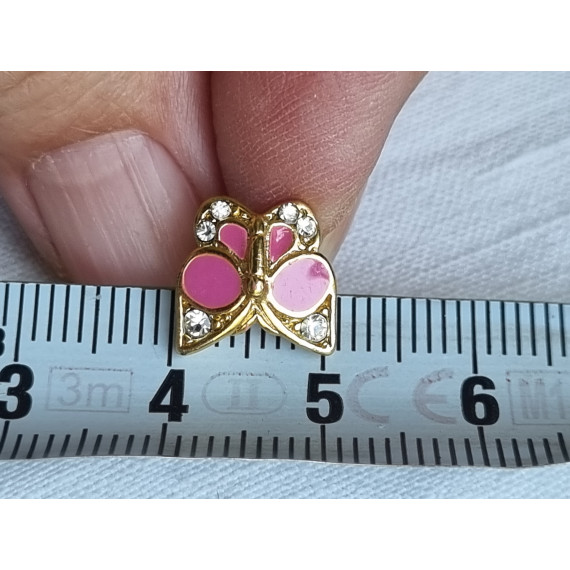Sommerfugl øredobber med rosa emalje og glitrende steiner, ubrukt