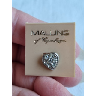 Ubrukt vintage selskaps pin, liten smykke brosje, pin, forsølvet hjerte med steiner