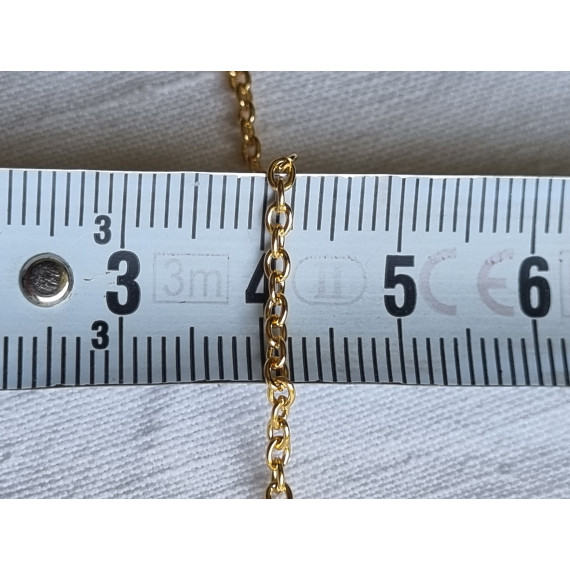 Nytt, ubrukt, forgylt og lekkert lenket halskjede, anhengslenke, ca 47 cm langt, 2 mm bredt