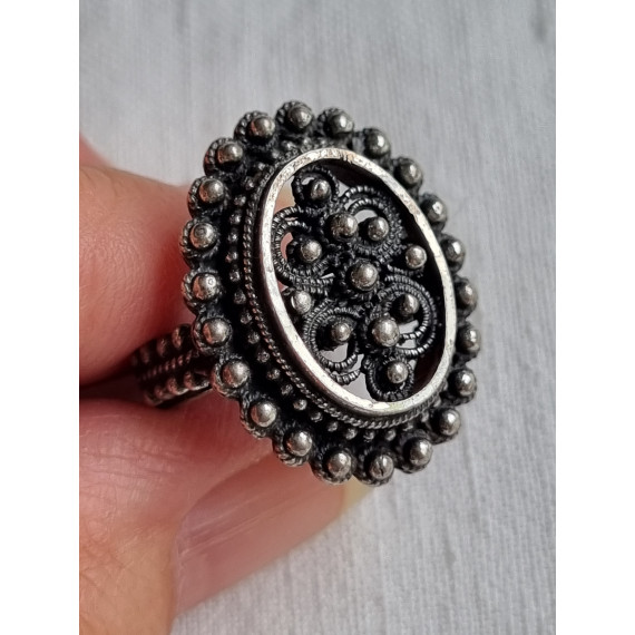 Helt særegen steampunk ring i 925 sølv, fra Design Knut P, strl 53,5
