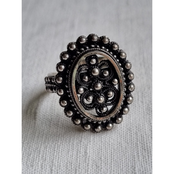 Helt særegen steampunk ring i 925 sølv, fra Design Knut P, strl 53,5