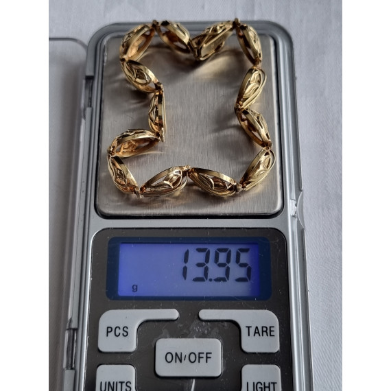 585 gult gull armbånd, armlenke, ca 19 cm lukket, 13,95 gram