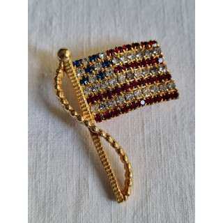 Rhinestone, nydelig smykkenål, selskapsnål med vakre strass steiner, Am flagg